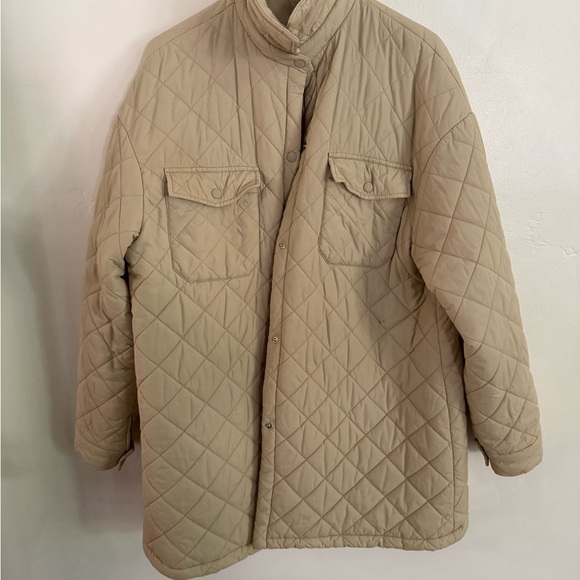 Jackets & Blazers - Women’s Quilted Tan Puffer Jacket, Size XL